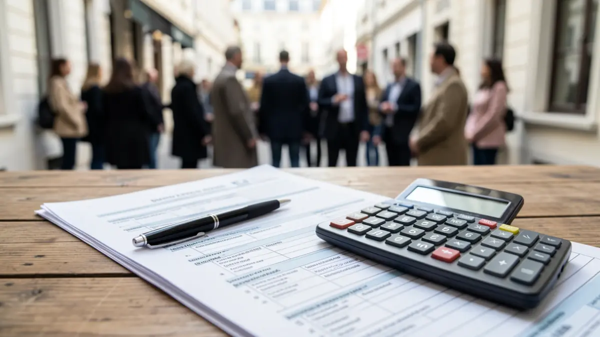 Generic image of a desk with tax documents and a calculator.