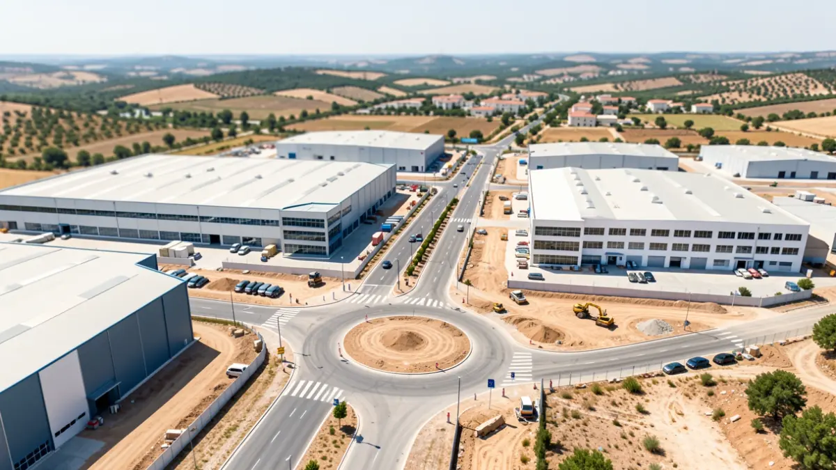 Imagen genérica de una zona industrial con obras de mejora.