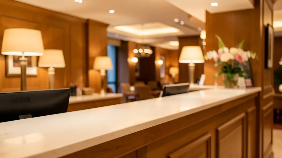 Generic image of a modern and welcoming hotel reception.
