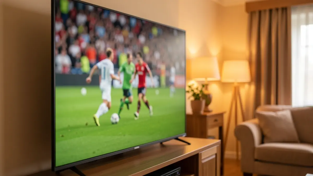 Imagen genérica de un televisor mostrando un partido de fútbol.