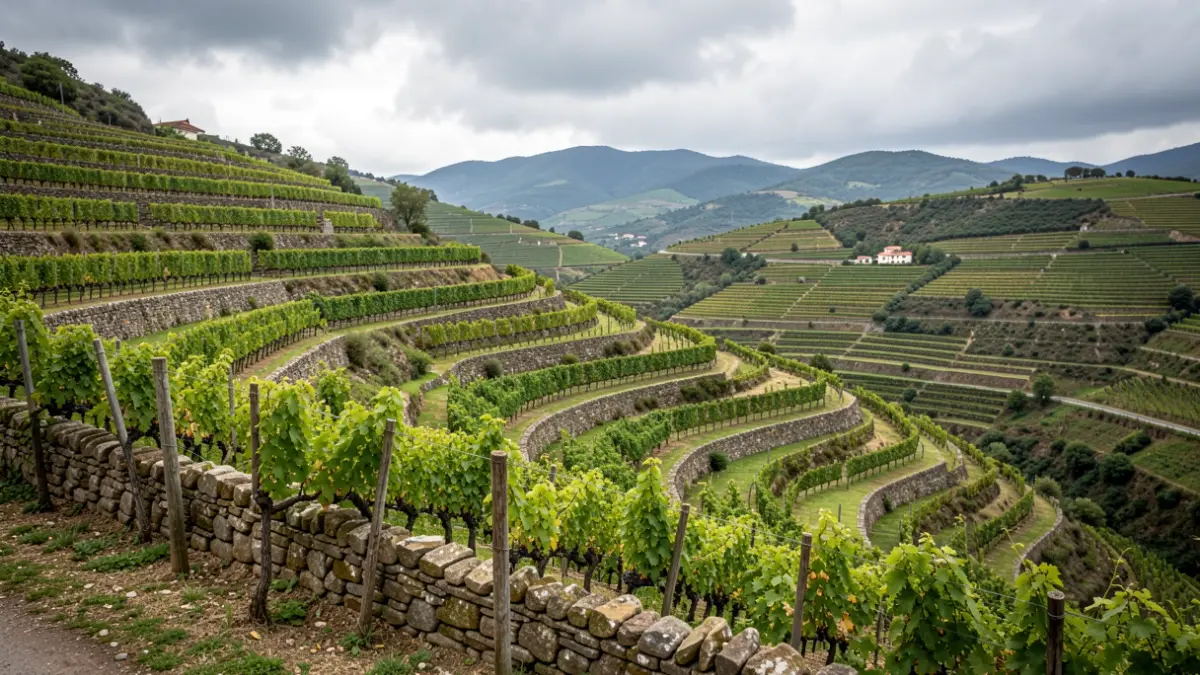 Imaxe xenérica de viñedos en socalcos na Ribeira Sacra.