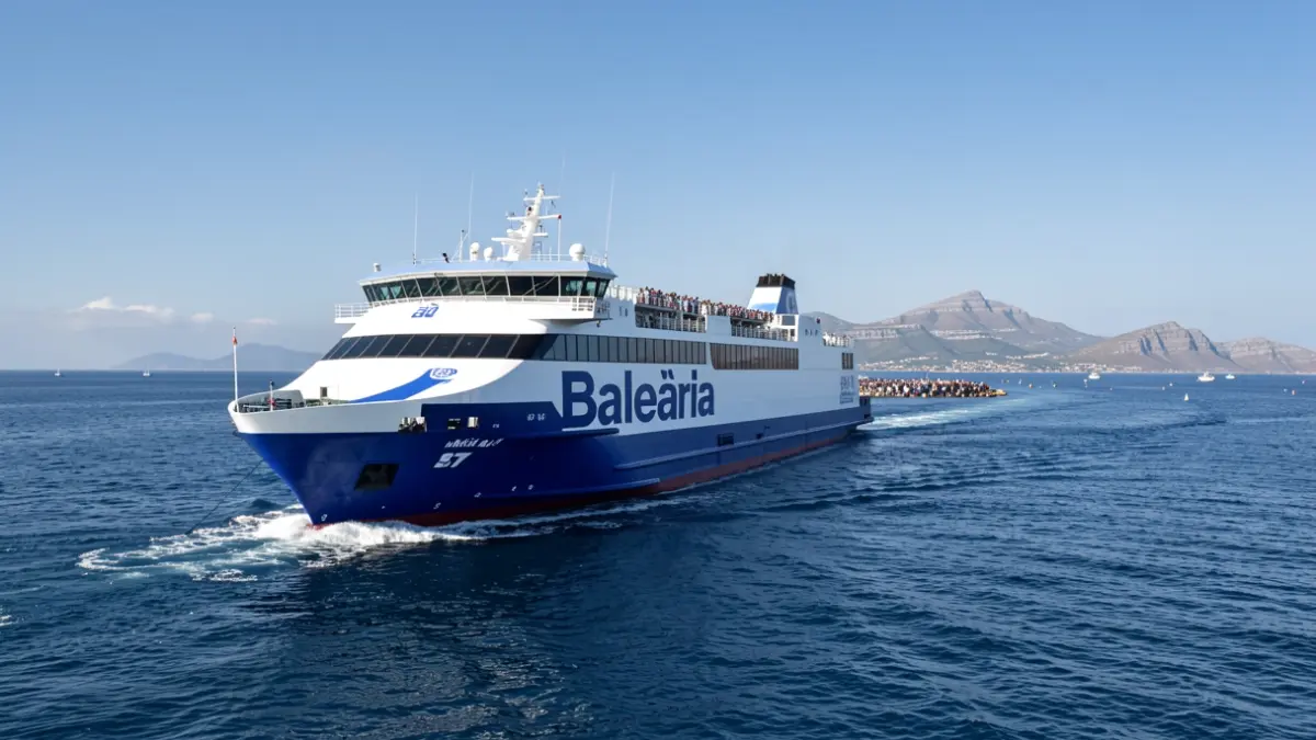 Ferry de Baleària navegant davant la costa de les Illes Canàries.