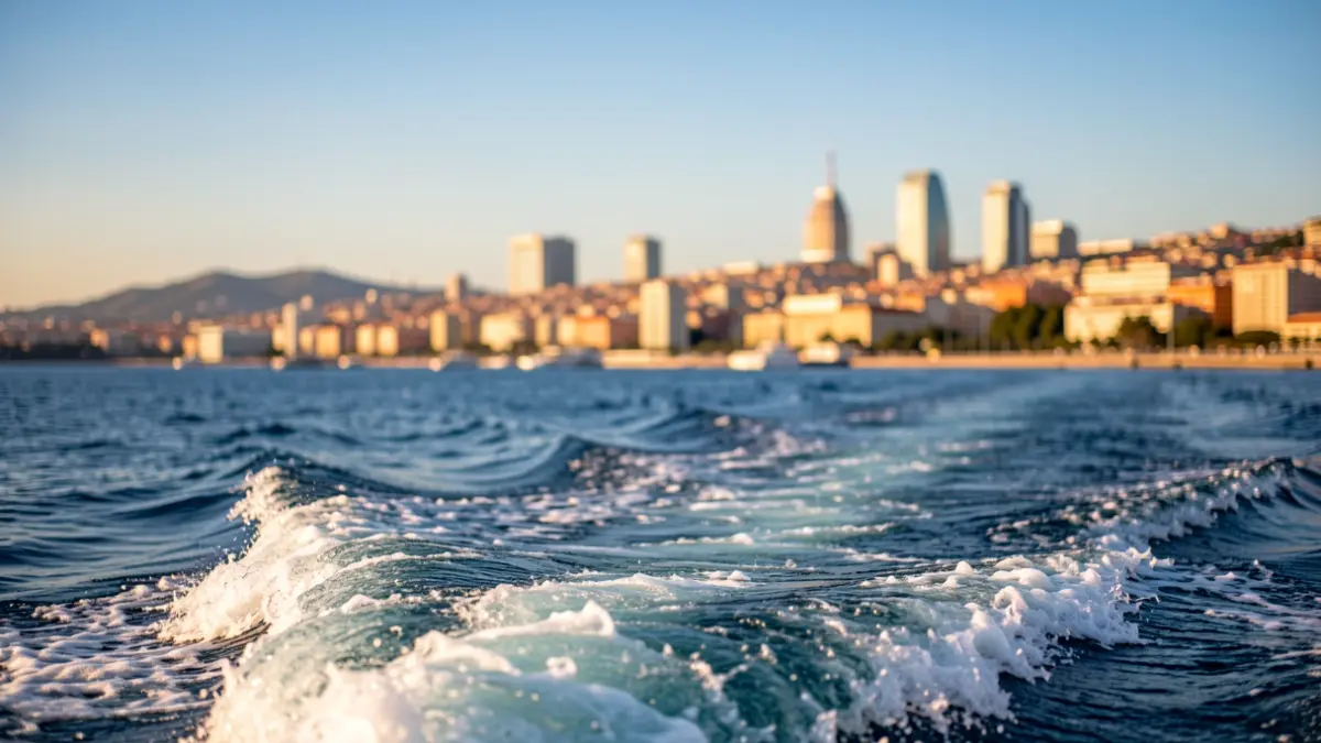 Generic image of a cruise ship near the Barcelona coast.