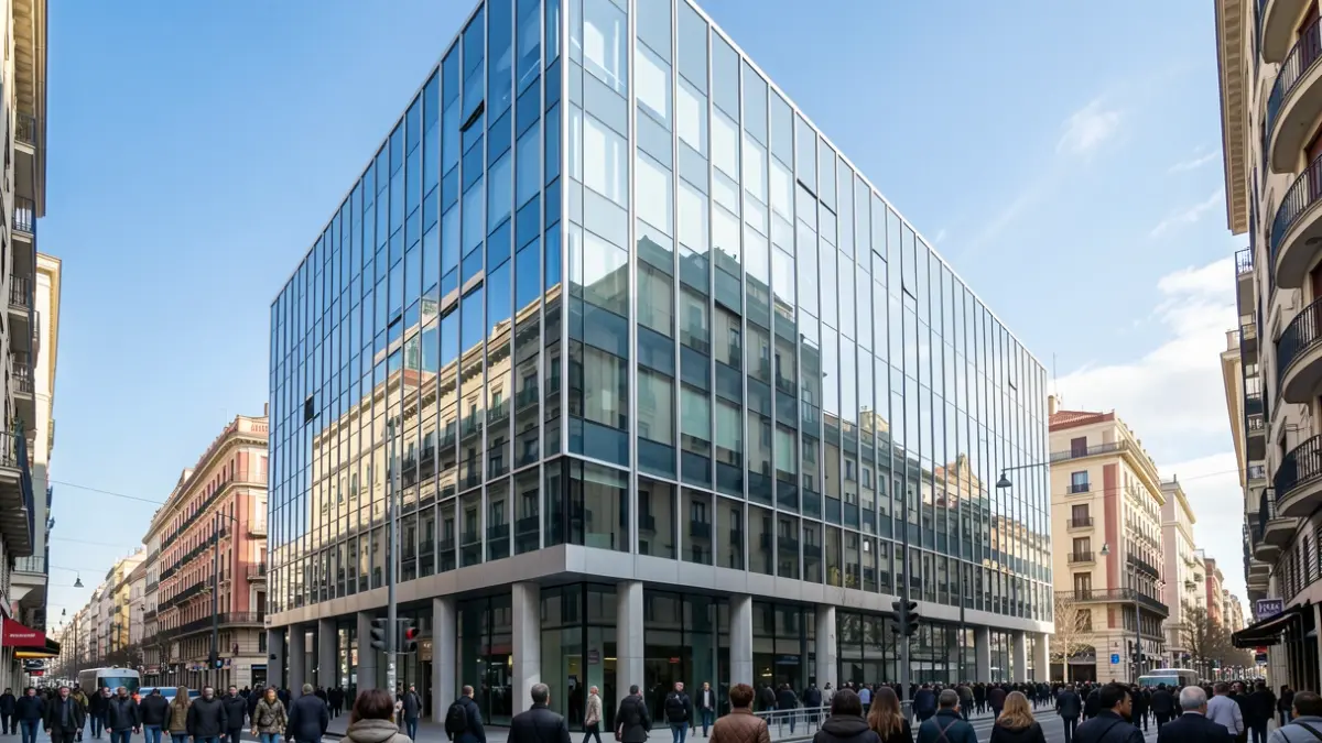 Generic image of a modern office building in Madrid.