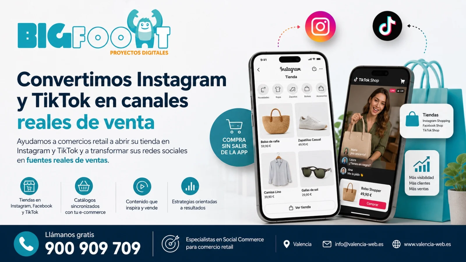 BIGfoot Proyectos Digitales ayuda a los comercios a convertir Instagram y TikTok en canales reales de venta