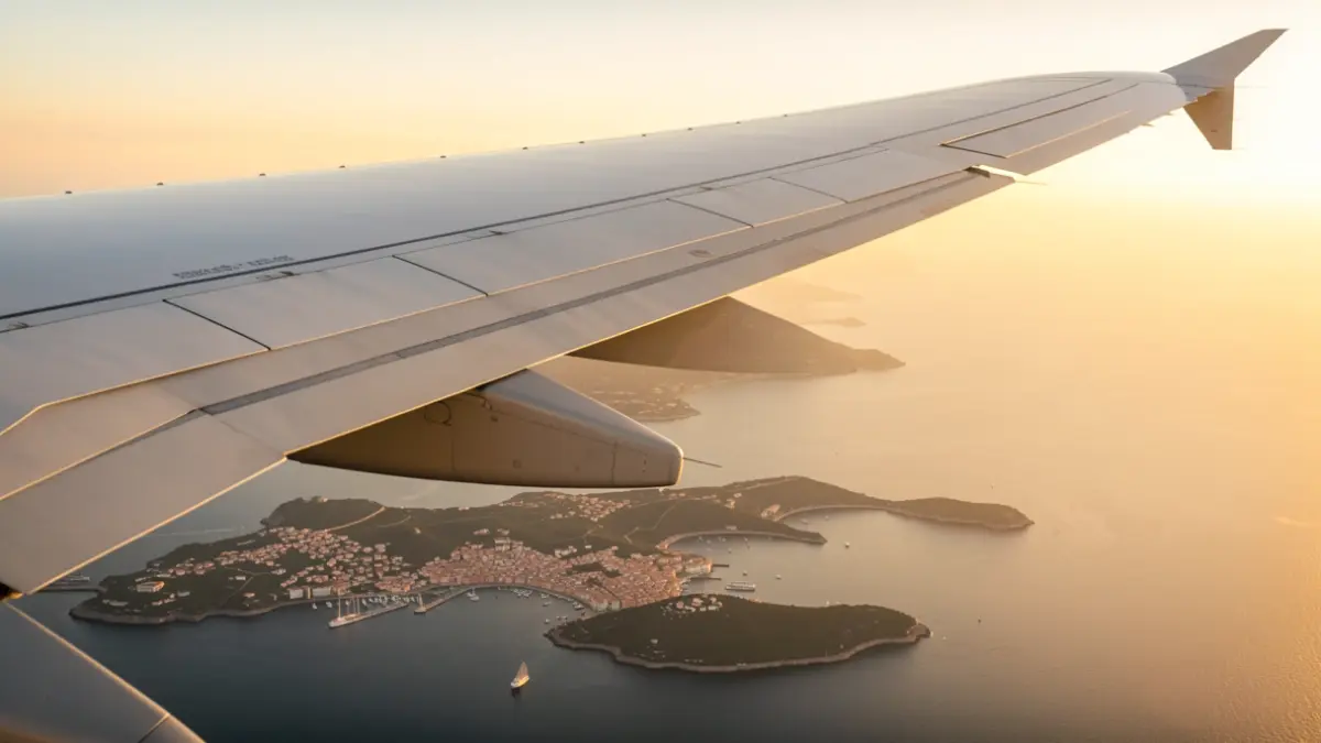 Generic image of an airplane wing over the Canary Islands.