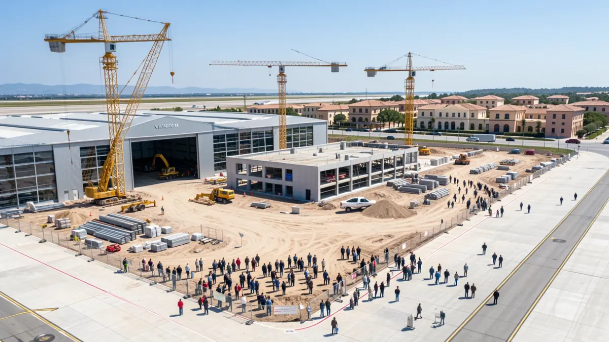 Imagen genérica de la construcción de un hangar en el Aeropuerto de Valencia.