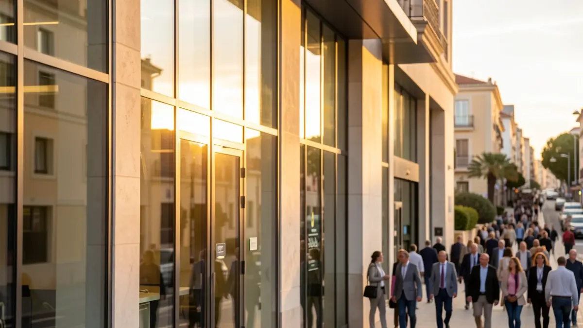 Generic image of a bank building facade in the Canary Islands.