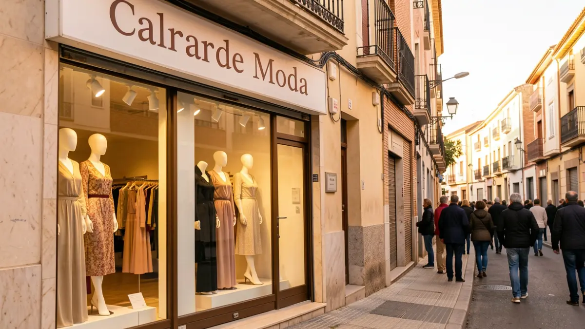 Fachada de la tienda Calandre Moda en Alcorcón con el letrero apagado.