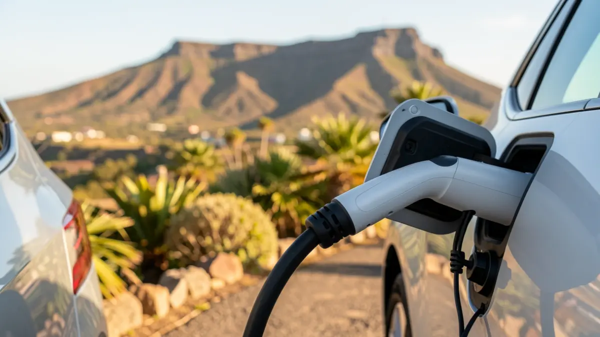 Generic image of an electric car charging in the Canary Islands.