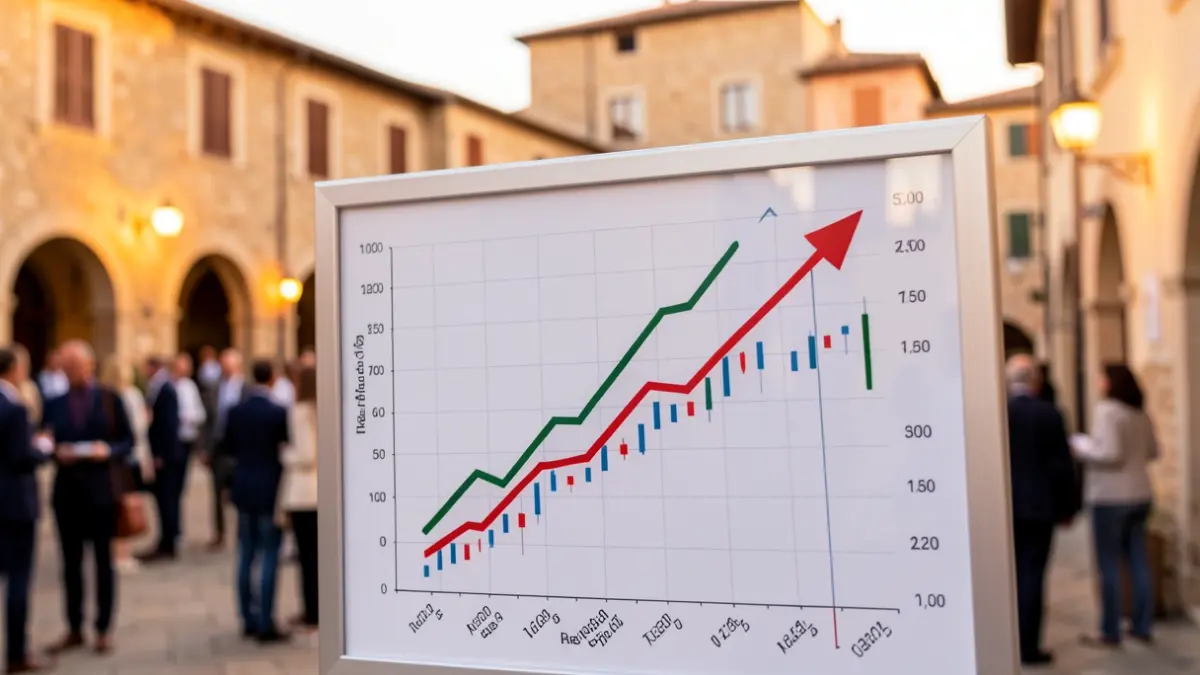 Generic image of real estate investment charts with Mediterranean architecture.