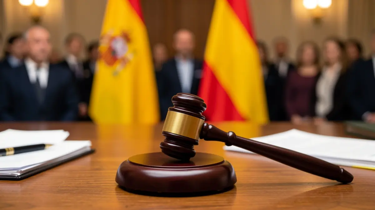 Generic image of a judge's gavel on a desk with documents.