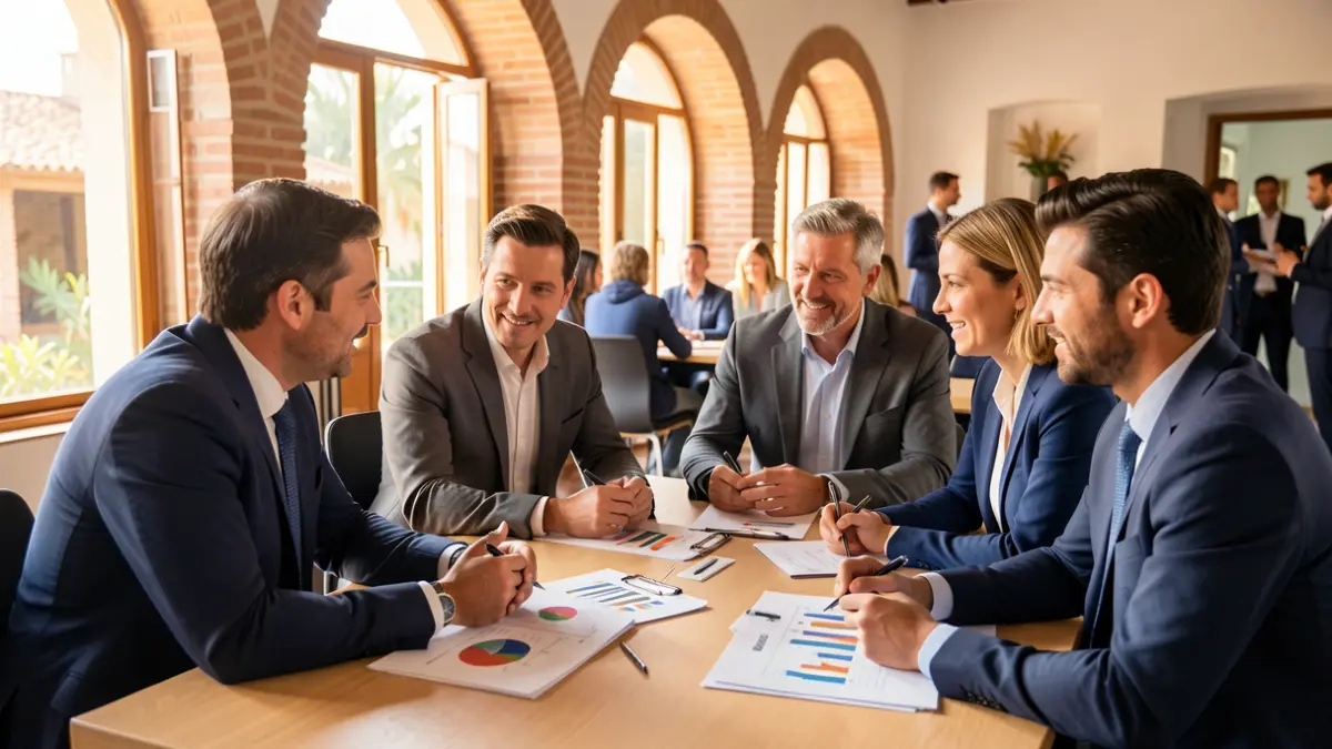 Imagen de profesionales discutiendo en una oficina en Andalucía.