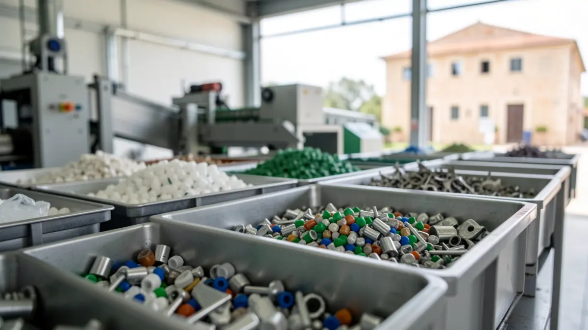 Generic image of industrial waste materials sorted for reuse in a recycling plant.