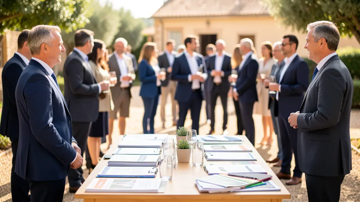 Generic image of a business celebration in Andalucía with attendees and event materials.