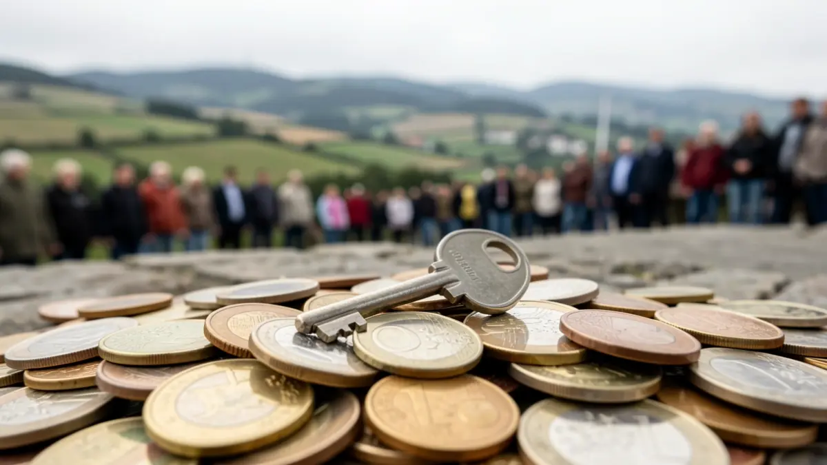Imagen genérica de llaves de una casa sobre monedas de euros.