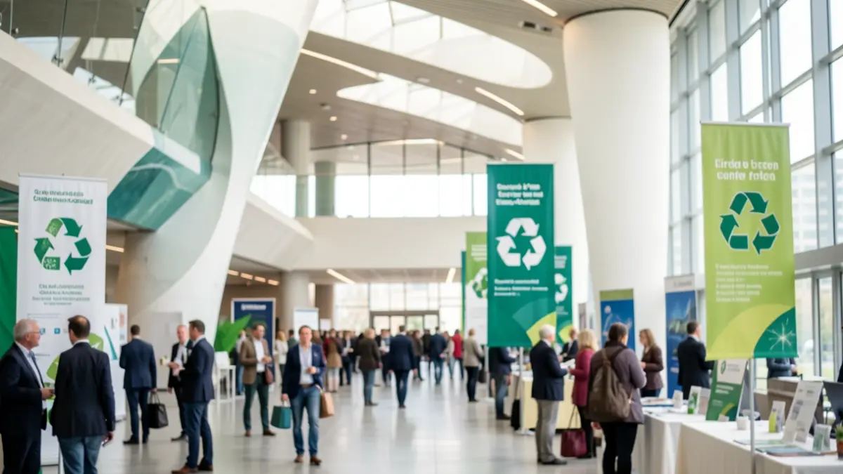 Imagen genérica de un centro de convenciones con temática de economía circular.