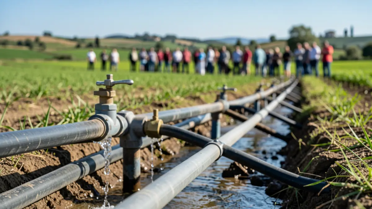 Generic image of irrigation infrastructure in a Mediterranean agricultural landscape.