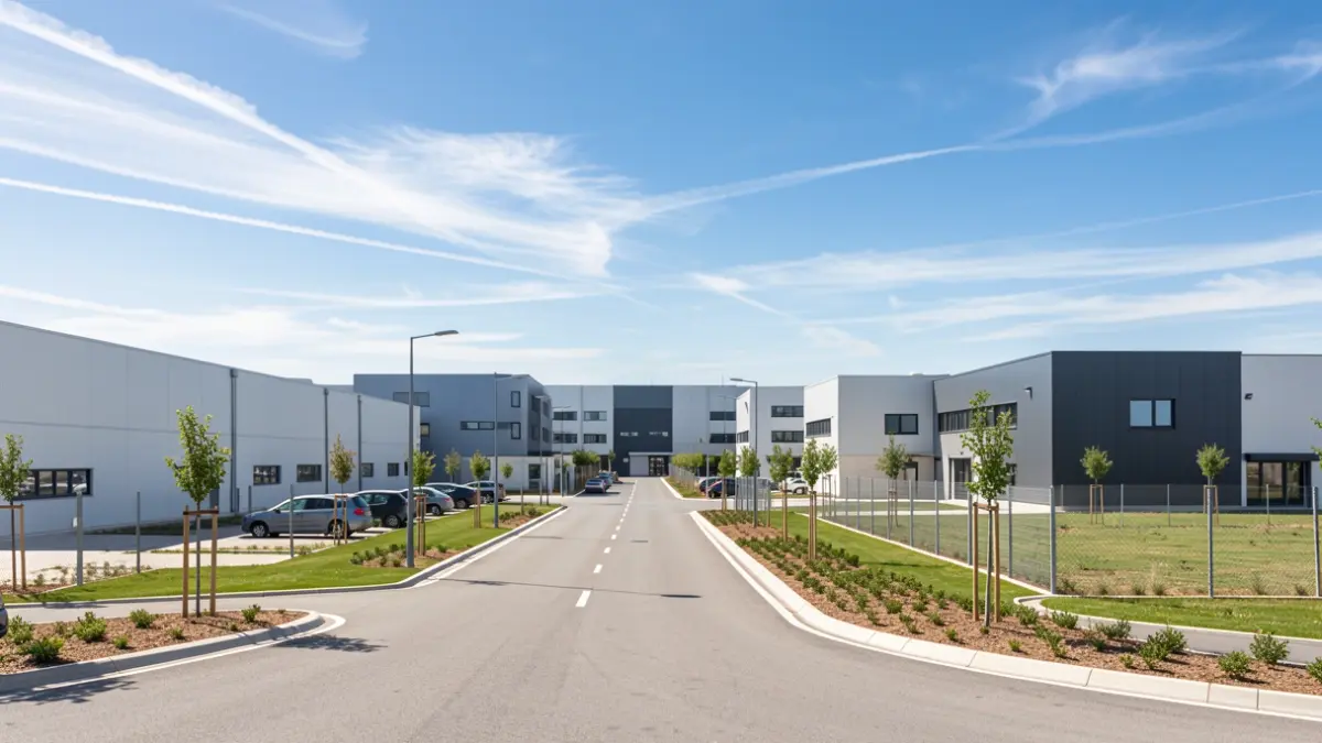 Generic image of a modern and orderly industrial park in Andalusia.