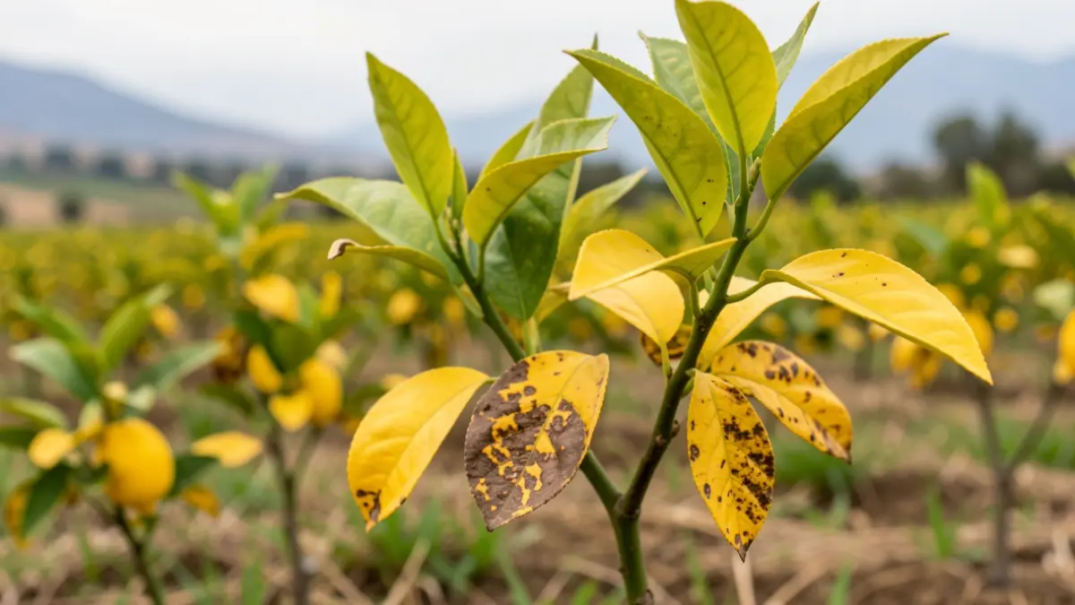 Generic image of young lemon trees affected by a virus.
