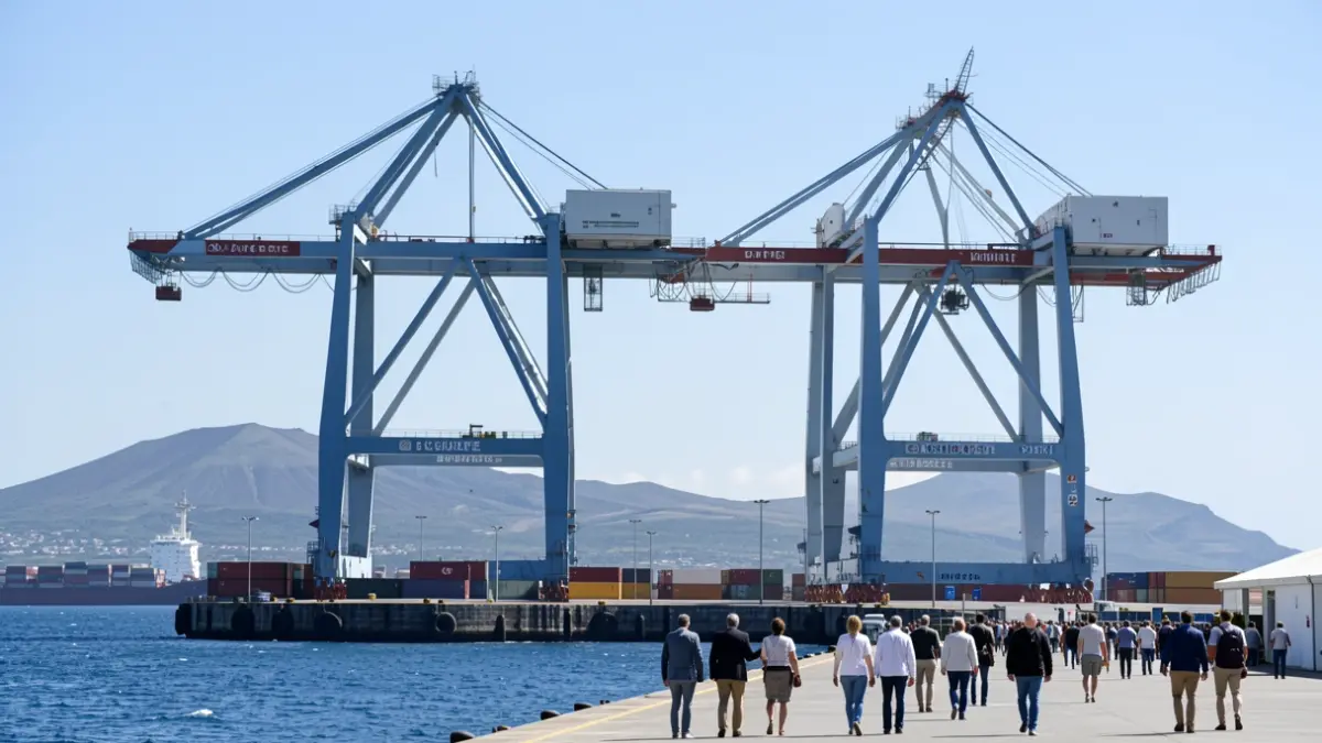 Dos grúas portacontenedores de última generación en el Puerto de Santa Cruz de Tenerife.