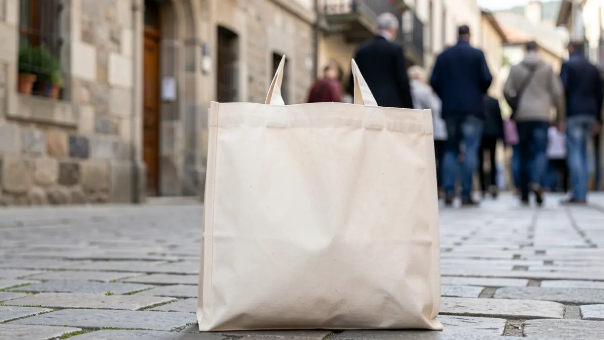 Bolsa reutilizable de la campaña de promoción del comercio local en Durango.