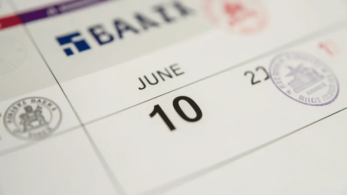 Generic image of a calendar with June 10th highlighted, symbolizing unemployment benefit payments.