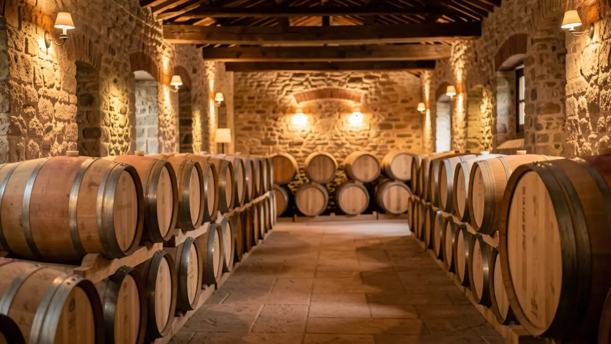 Imagen genérica de una bodega en Catalunya con barricas de vino.