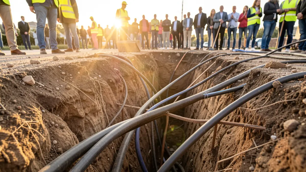 Image of underground electrical cable replacement work in Santiponce.