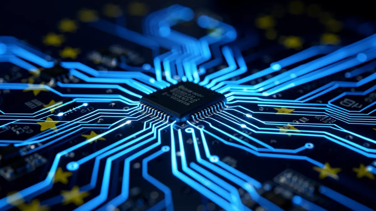 Generic image of illuminated digital circuits, symbolizing artificial intelligence.