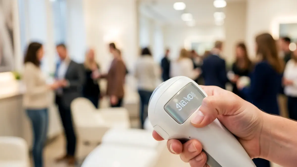 Close-up of a laser hair removal device in an aesthetic clinic.
