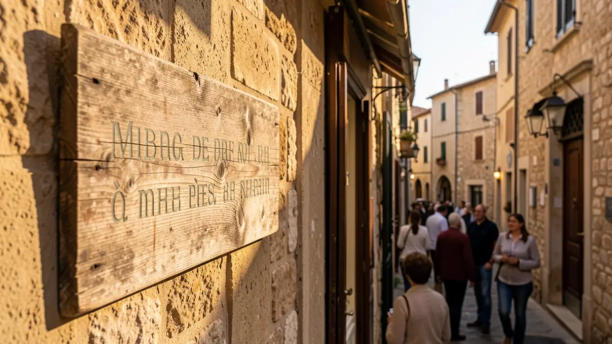 Generic image of an old shop sign in a Mediterranean town.