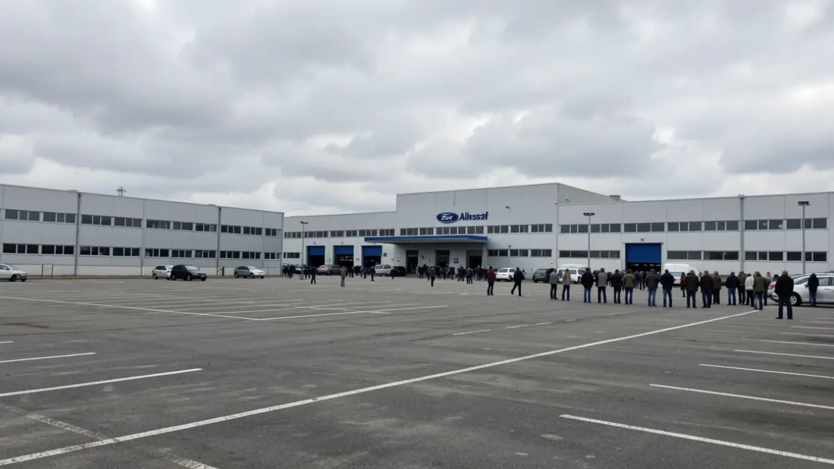 Generic image of the Ford factory in Almussafes with low activity.