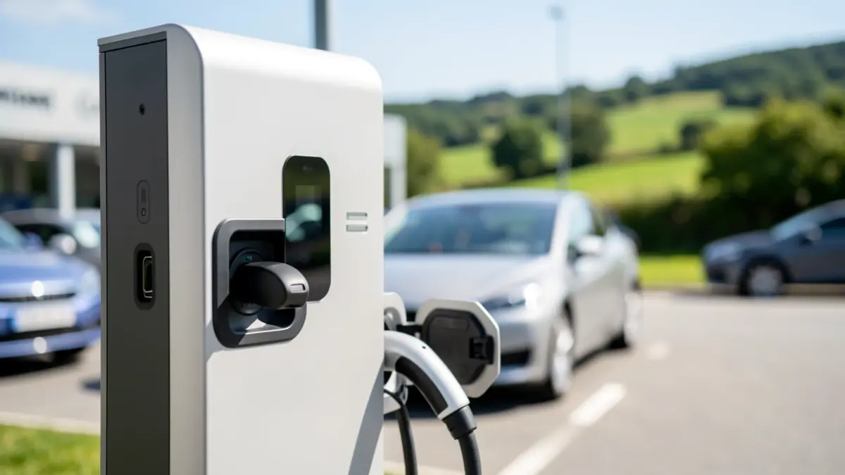 Imagen genérica de un punto de carga de vehículos eléctricos en un concesionario.
