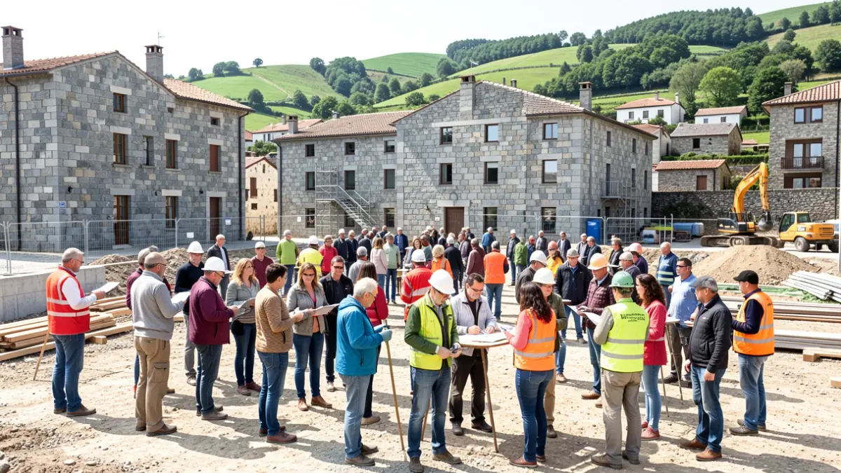 Imagen genérica de trabajadores extranjeros en una obra en Galicia.