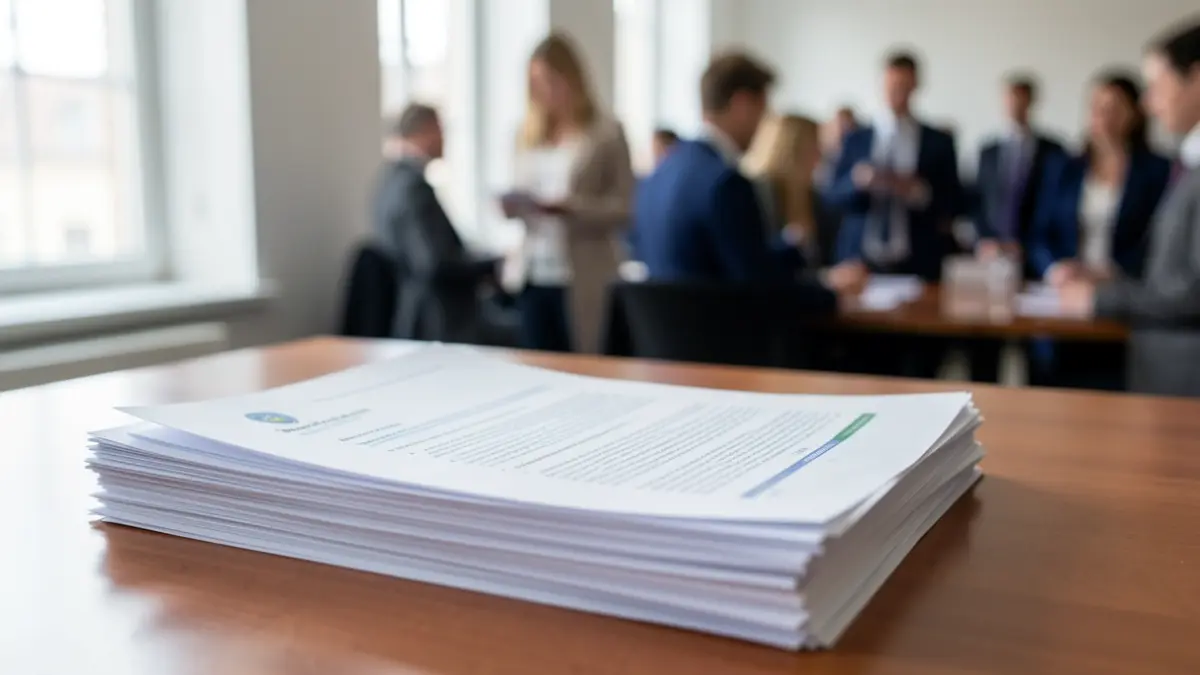Official documents on a desk.