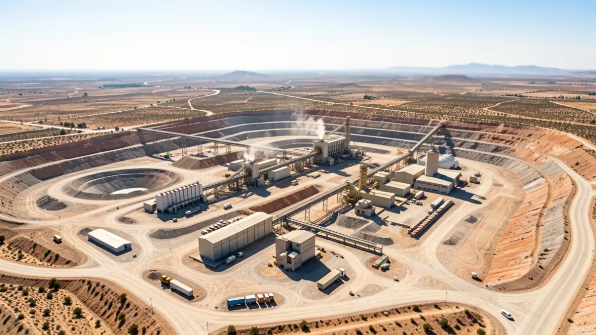 Vista aérea de un complejo minero industrial en Andalucía.