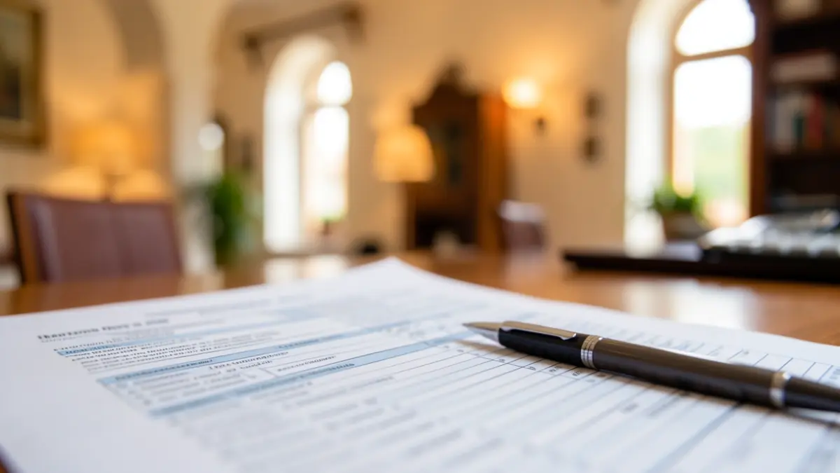 Generic image of an income tax declaration form with a pen.