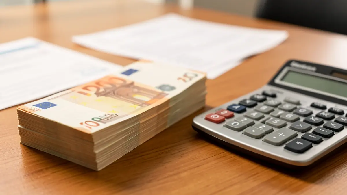 Imagen genérica de dinero y calculadora sobre una mesa.