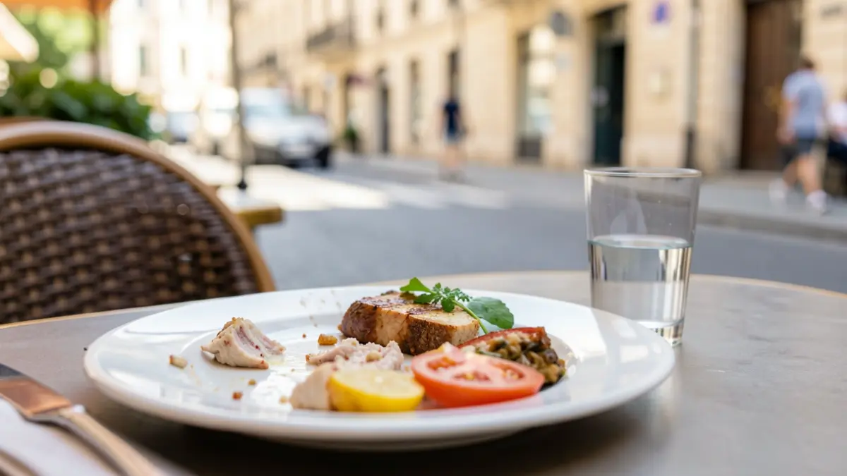Generic image of a restaurant terrace in summer with a table set.