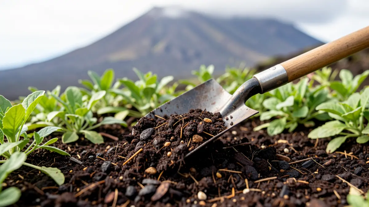Compost orgánico de alta calidad transformado a partir de residuos vegetales, listo para mejorar jardines en San Bartolomé de Tirajana.