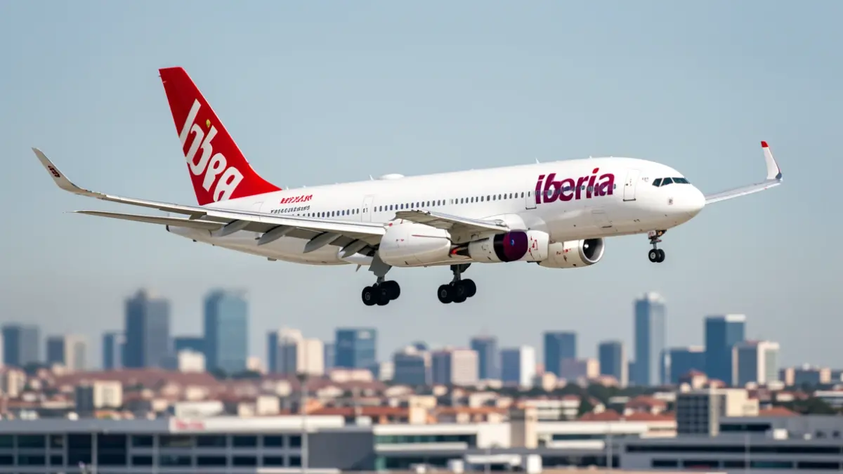 Avión Airbus A321XLR de Iberia despegando del aeropuerto de Madrid.