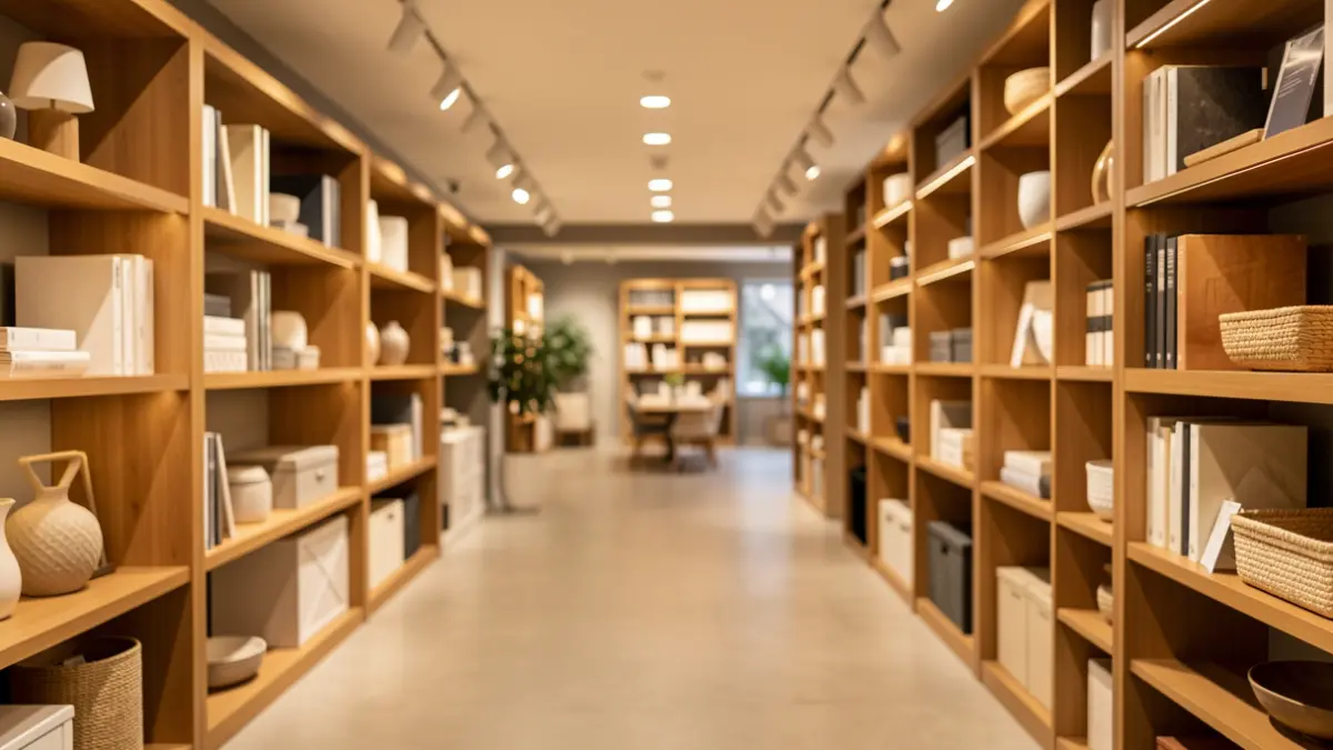 Generic image of a retail store with organized shelves.