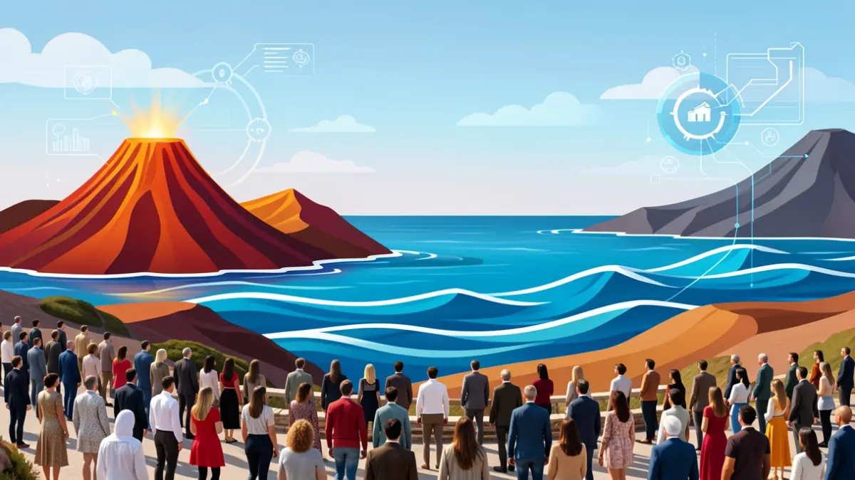 Abstract image representing economic diversification and the growth of the animation industry in the Canary Islands, with symbolic elements.