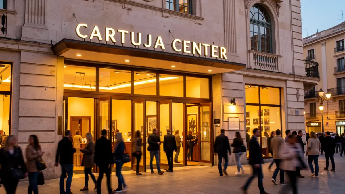 Facade of the Cartuja Center Cite theater in Sevilla during the Night of Economy and Business.