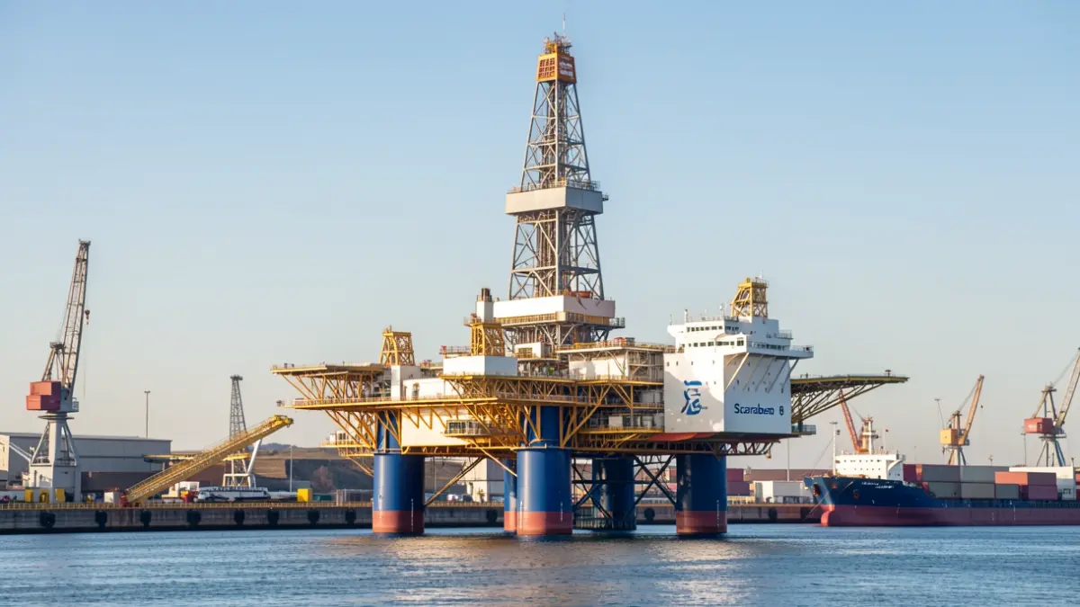 Oil drilling platform Scarabeo 9 docked at the Port of Las Palmas.