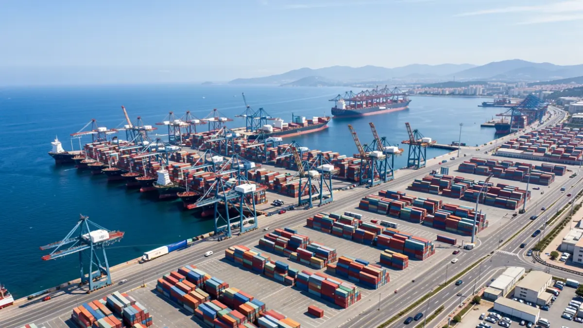 Vista aérea de la terminal de contenedores Best en el Puerto de Barcelona.