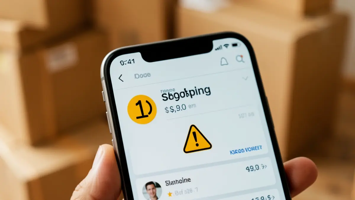 Imagen genérica de una pantalla de teléfono móvil con una aplicación de compras en línea y un aviso de precio.