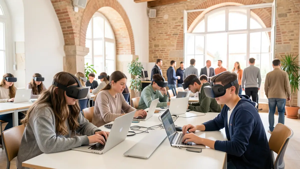 Young participants in an extended reality Coding Camp at the Universitat Jaume I.
