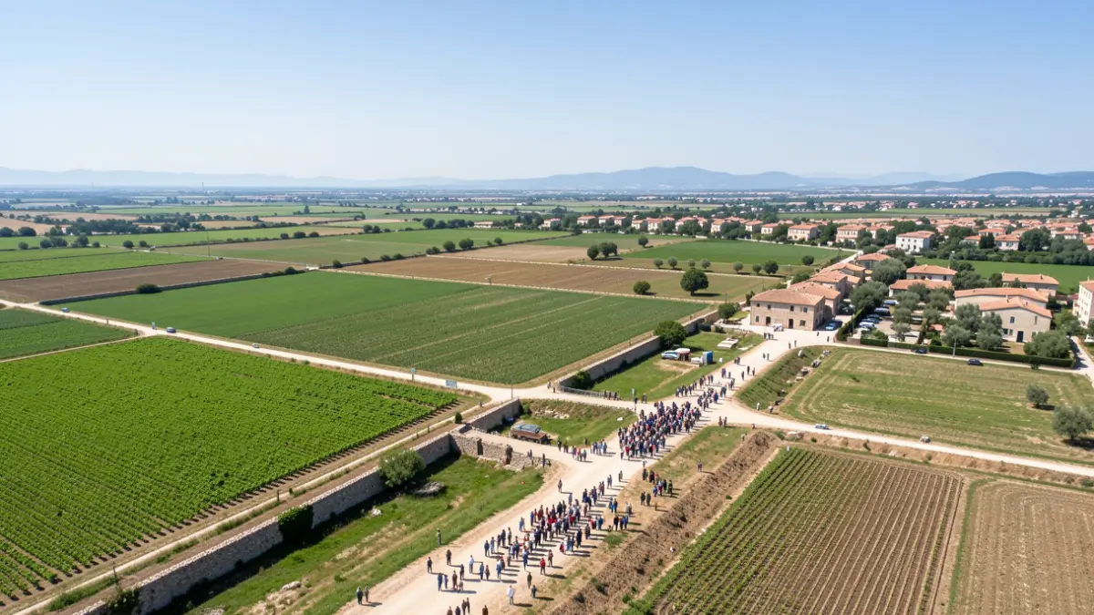 Imagen genérica de reconstrucción de infraestructuras y paisaje mediterráneo.